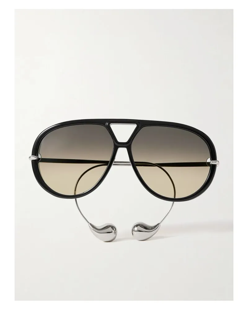 Bottega Veneta Pilotensonnenbrille Aus Azetat Mit Silberfarbenen Details Silber