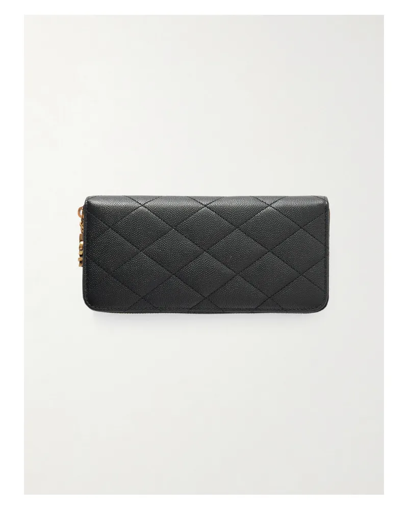 Saint Laurent Quilted Textured-leather Wallet - Black Black