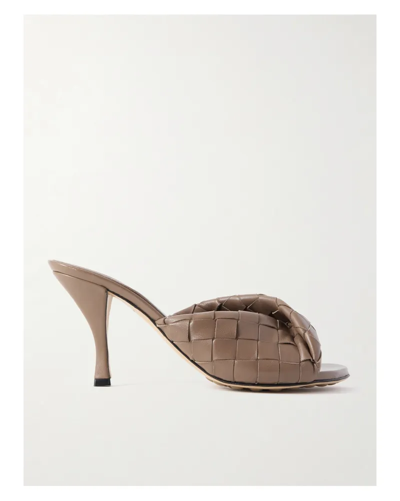 Bottega Veneta Blink Twisted Intrecciato Leather Mules - Brown Brown