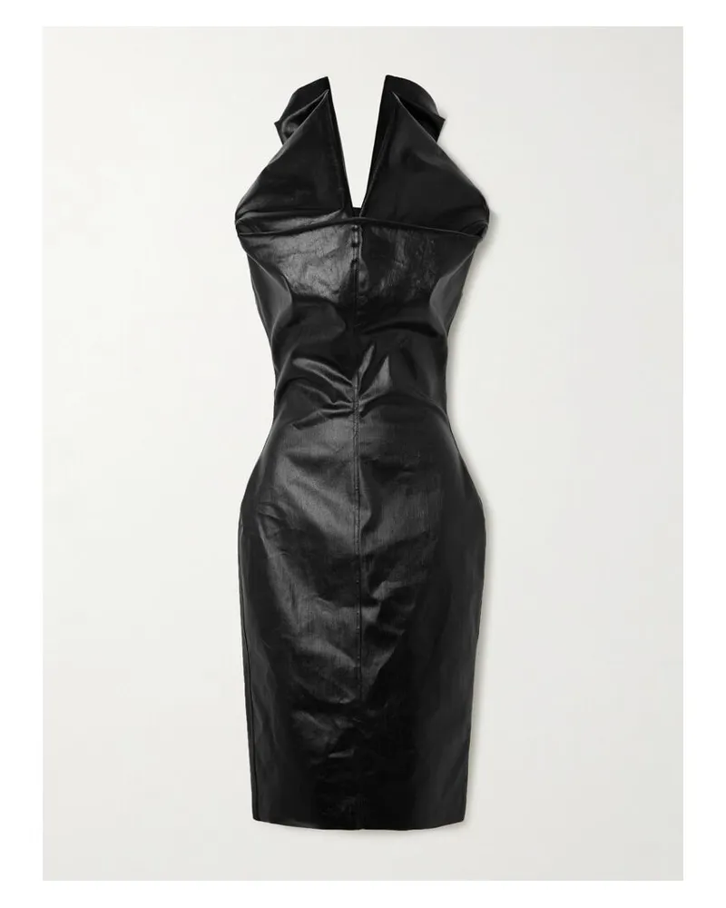 Rick Owens Drapiertes Midikleid Aus Beschichtetem Denim - Schwarz Schwarz