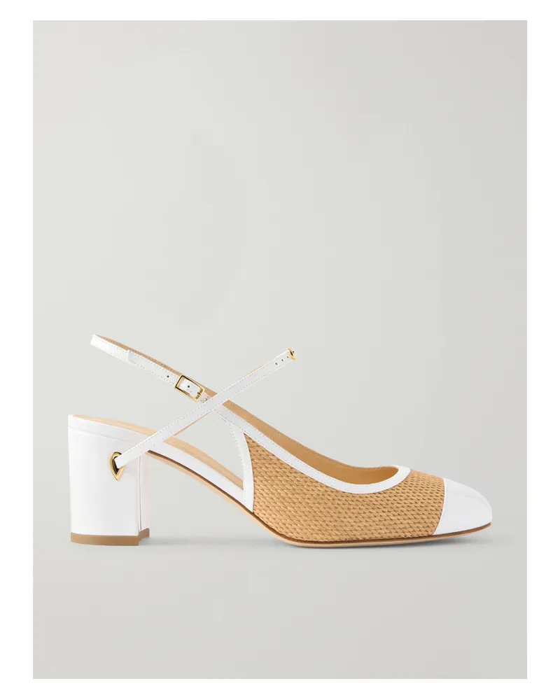 Jennifer Chamandi Leather And Raffia Pumps - White White