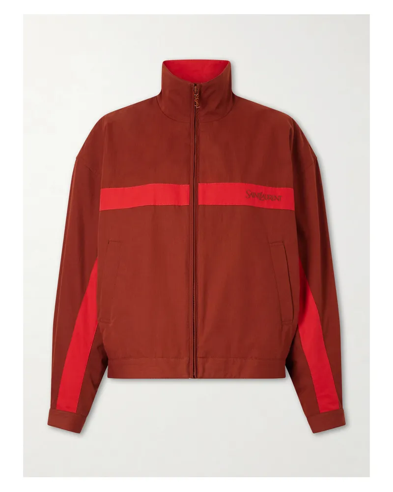 Saint Laurent Jacke Aus Baumwolle Mit Streifen Und Stickerei - Burgunder Burgunder