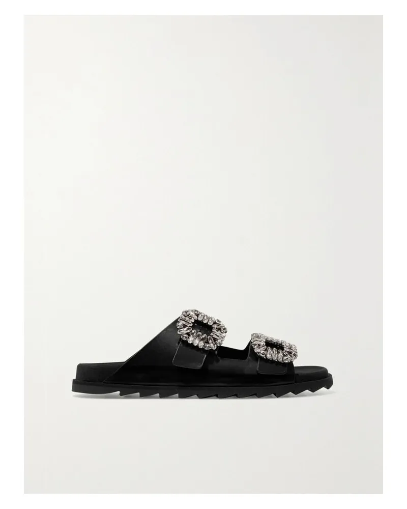 Roger Vivier Slidy Viv Pantoletten Aus Leder Mit Kristallen - Schwarz Schwarz