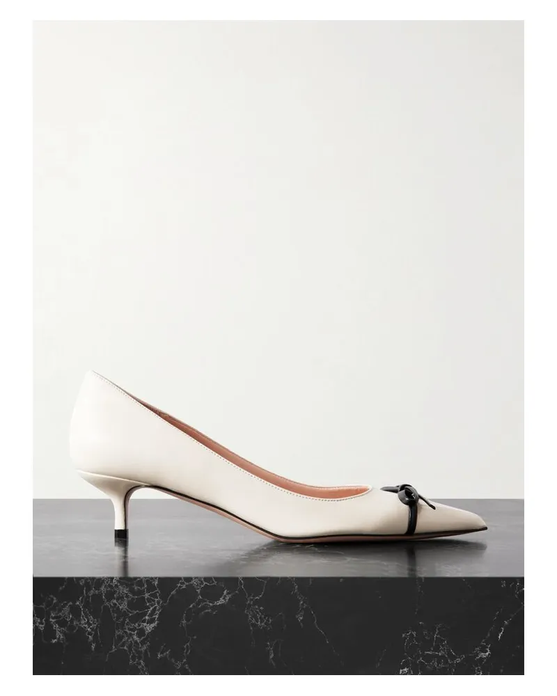 Valentino Garavani Bepointy 45 Zweifarbige Pumps Aus Leder Mit Schleife - Elfenbein Elfenbein