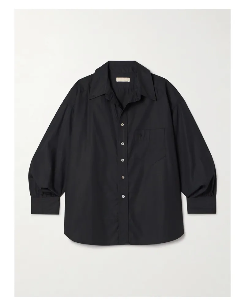 Suzie Kondi Kappa Hemd Aus Baumwollpopeline - Schwarz Schwarz