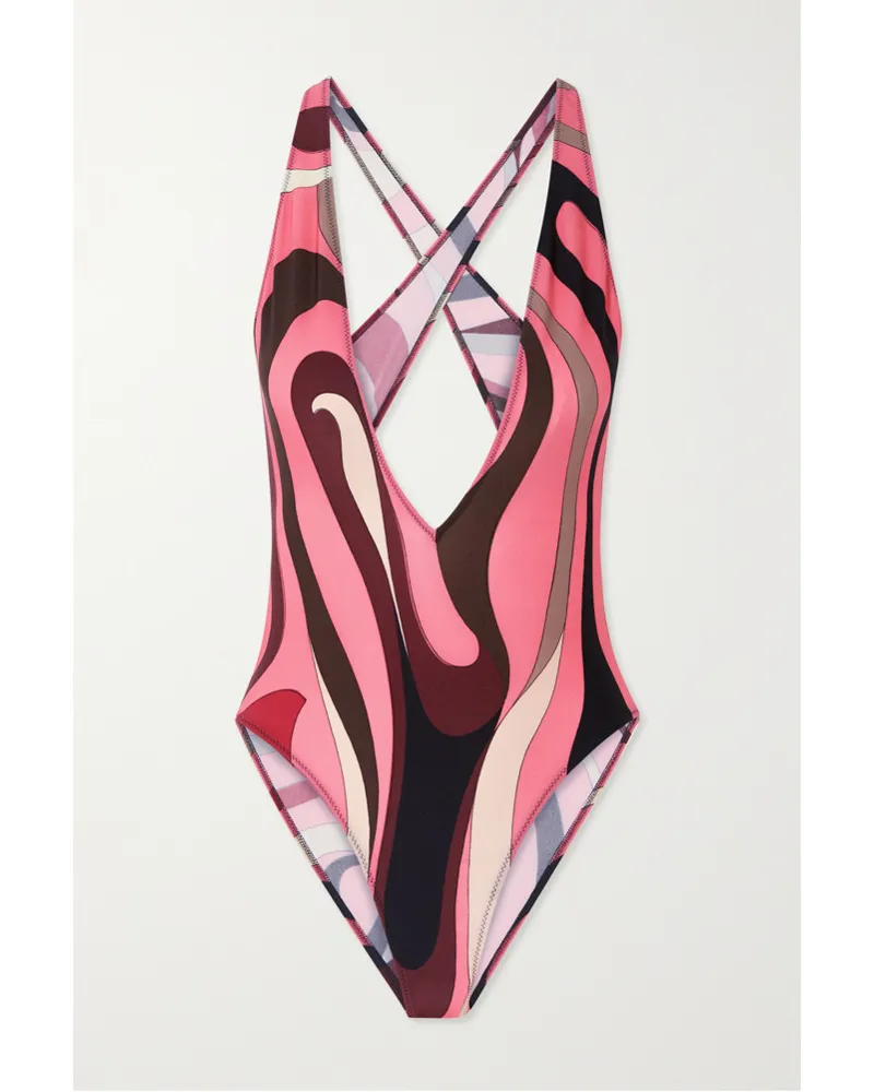 Emilio Pucci Bedruckter Badeanzug Pink