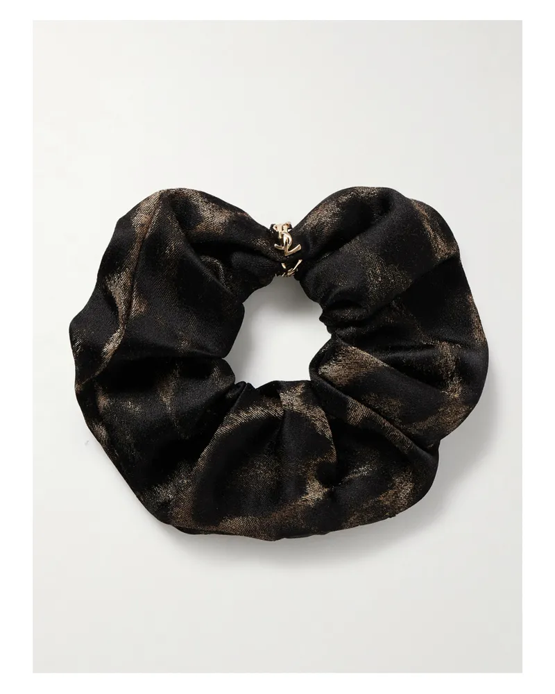 Saint Laurent Embellished Leopard-print Silk And Cashmere-blend Hair Tie - Animal print Animal