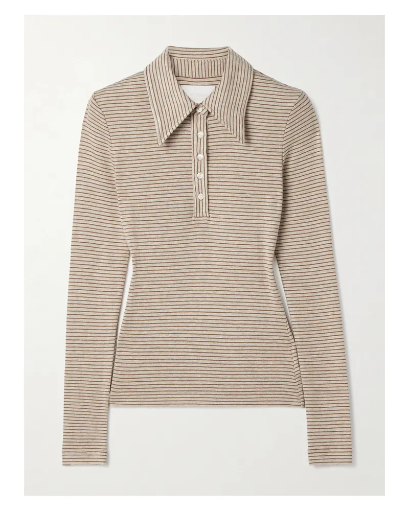 Citizens of humanity Shara Striped Jersey Polo Shirt - Neutrals Neutrals