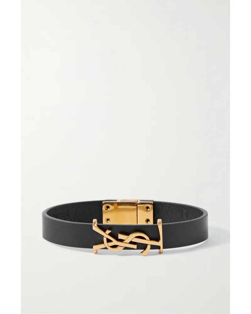 Saint Laurent Opyum Leather And Gold-tone Bracelet - Black Black