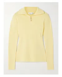 Victoria Beckham Gerippter Pullover aus Jersey aus einer Wollmischung Gelb