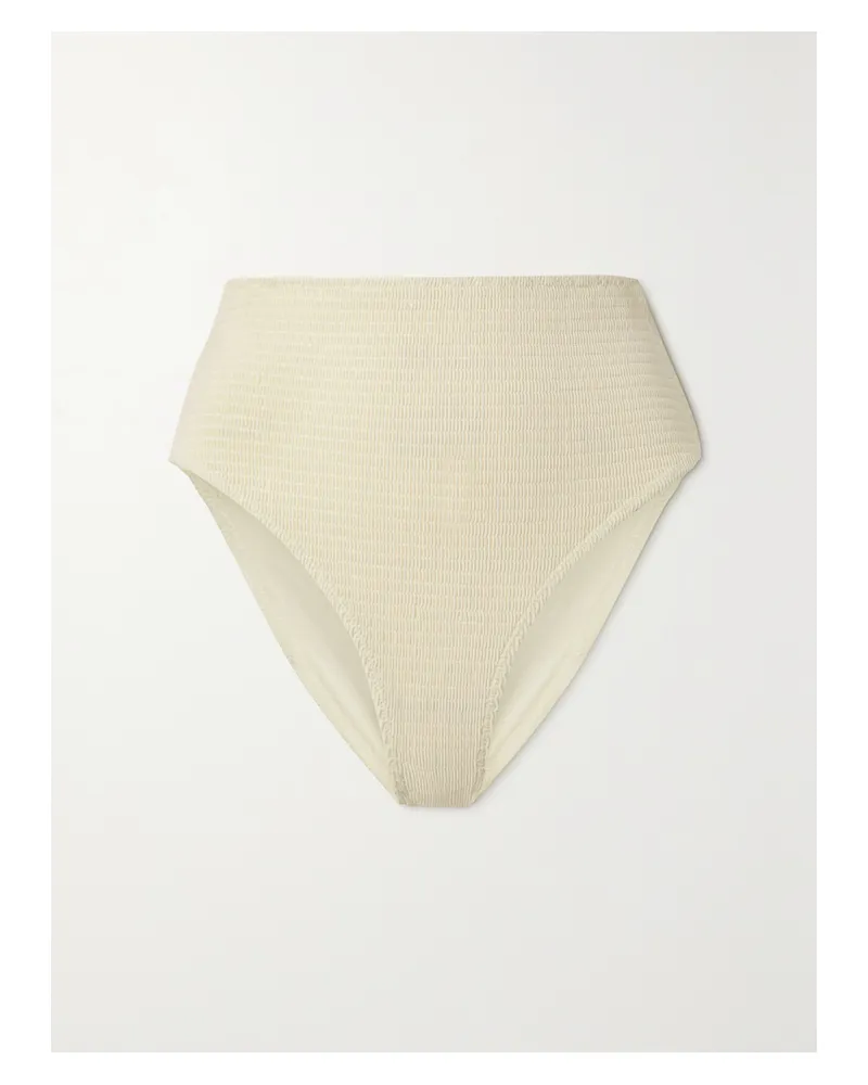 Totême Bikini-höschen Aus Recyceltem Seersucker - Creme Creme