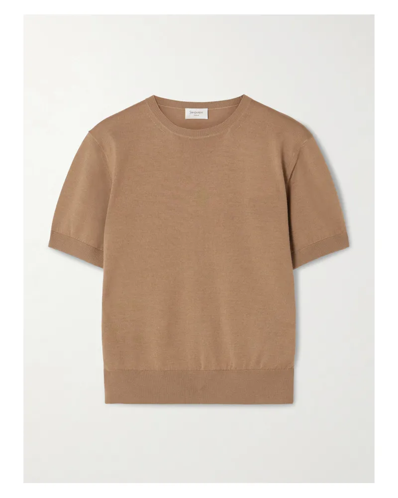 Saint Laurent Oberteil Aus Einer Mischung Aus Wolle, Kaschmir Und Seide - Braun Braun