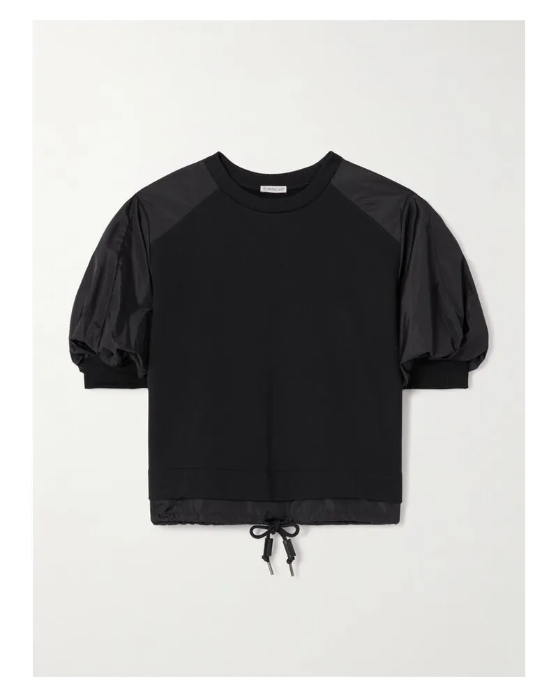 Moncler Oberteil Aus Baumwoll-jersey Mit Shell-besätzen Und Applikation - Schwarz Schwarz