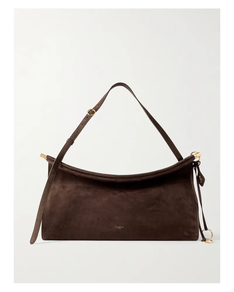 Alaïa Le Click Large Nubuck Shoulder Bag - Brown Brown