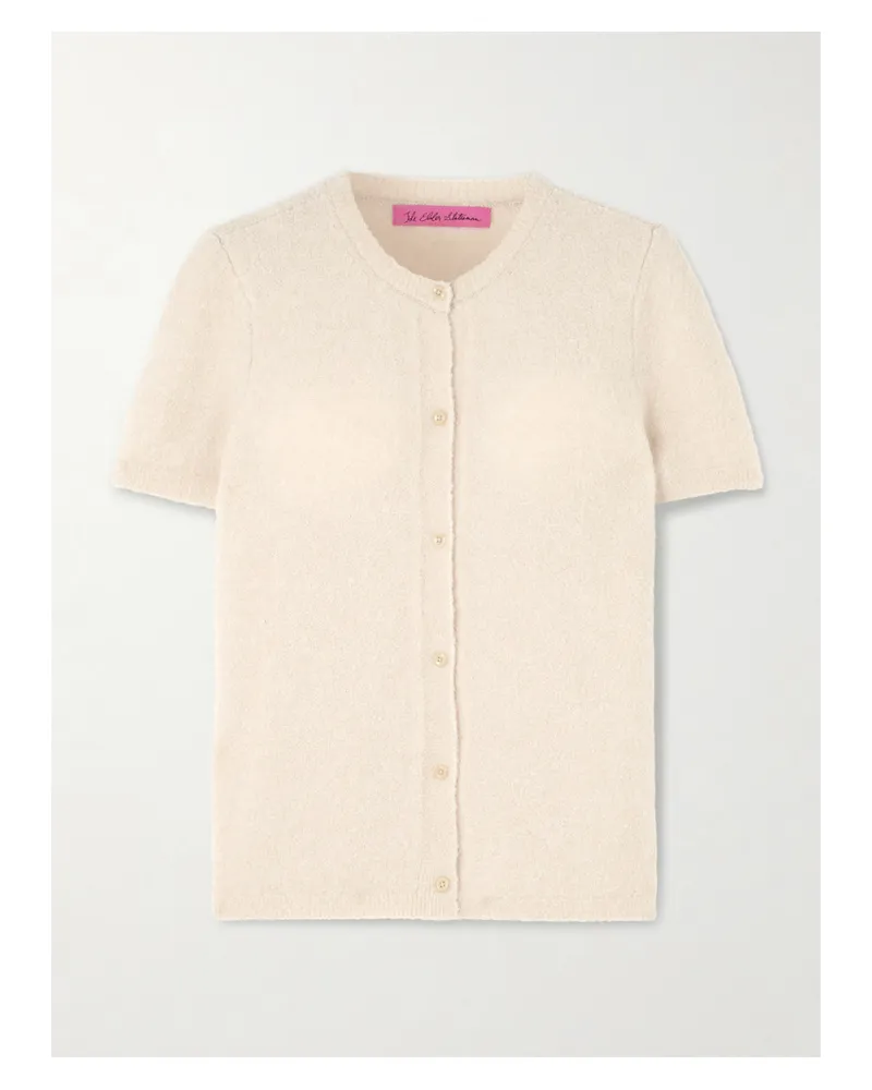The Elder Statesman Cashmere And Silk-blend Bouclé Cardigan - Neutrals Neutrals