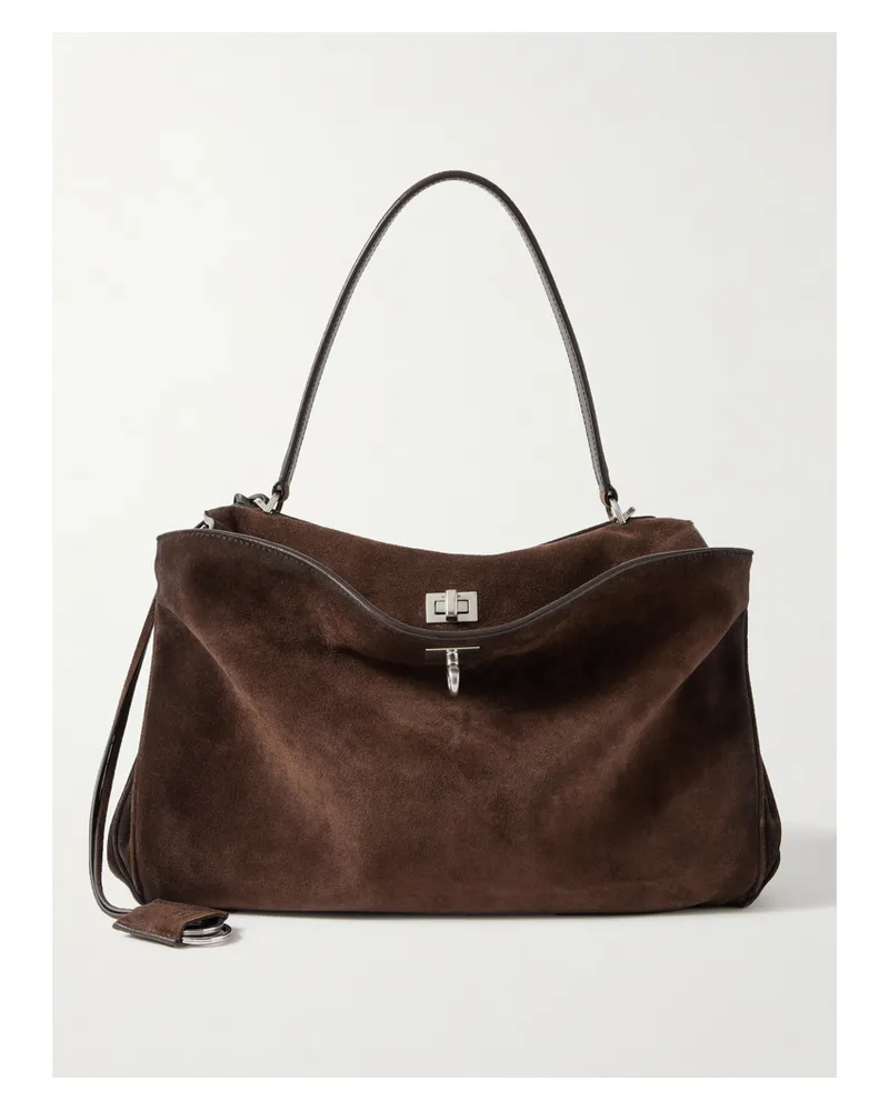 Balenciaga Rodeo Medium Suede Shoulder Bag - Brown Brown
