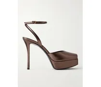 Le Scandale Metallic-leather Platform Pumps - Brown