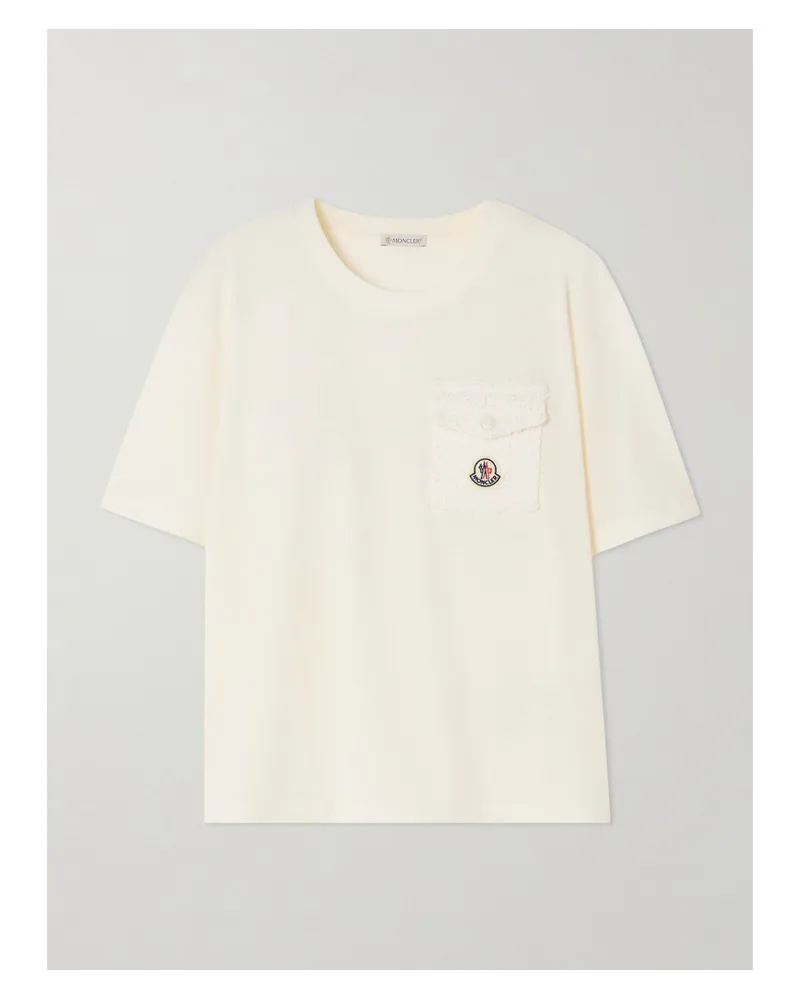 Moncler T-shirt aus Baumwoll-jersey mit Stickerei Creme