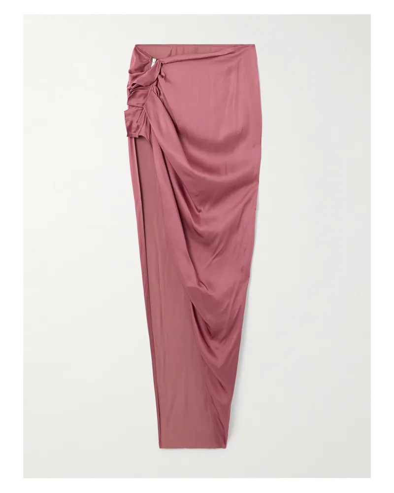 Rick Owens Edfu Asymmetrischer Maxirock Aus Satin Mit Raffungen Und Rüschen - Pink Pink