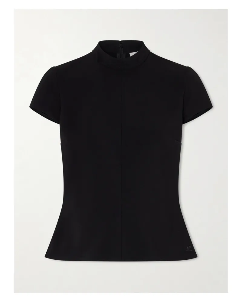 Courrèges Crepe Mockneck Top - Black Black