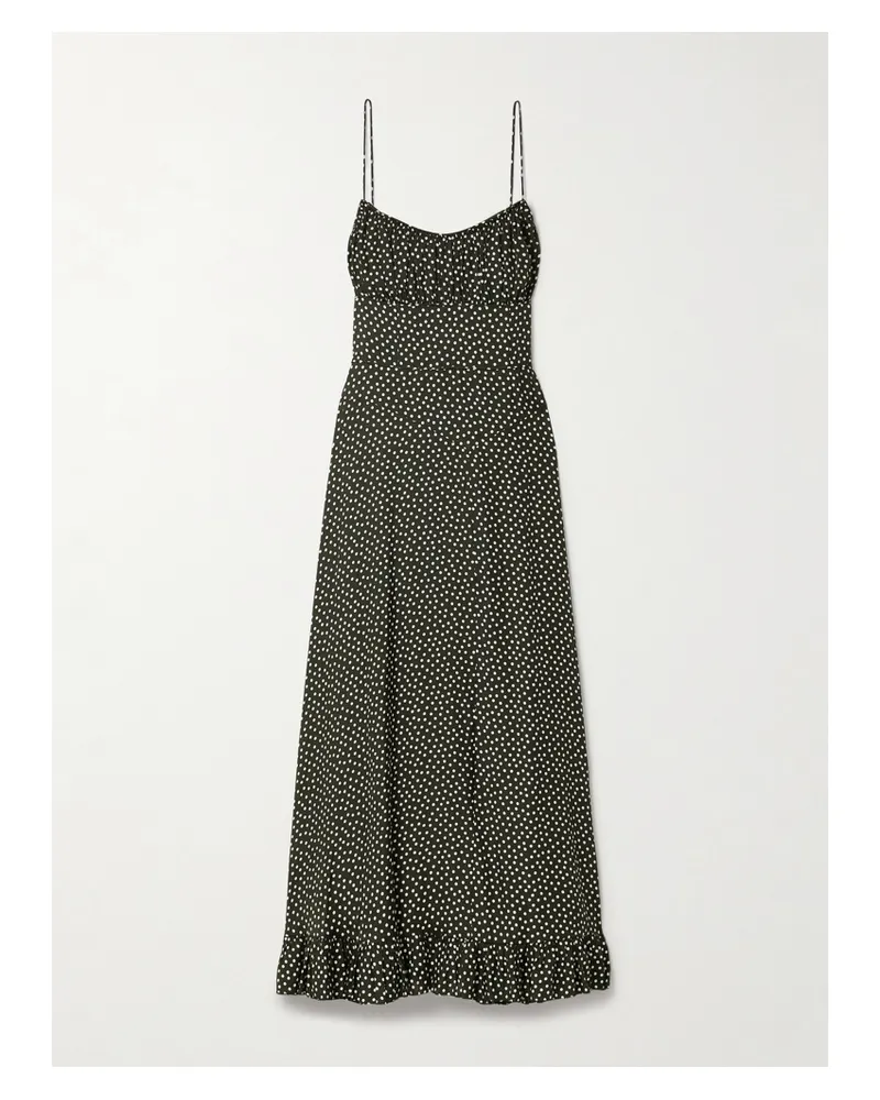 DÔEN Rosaria Polka-dot Silk-blend Midi Dress - Black Black