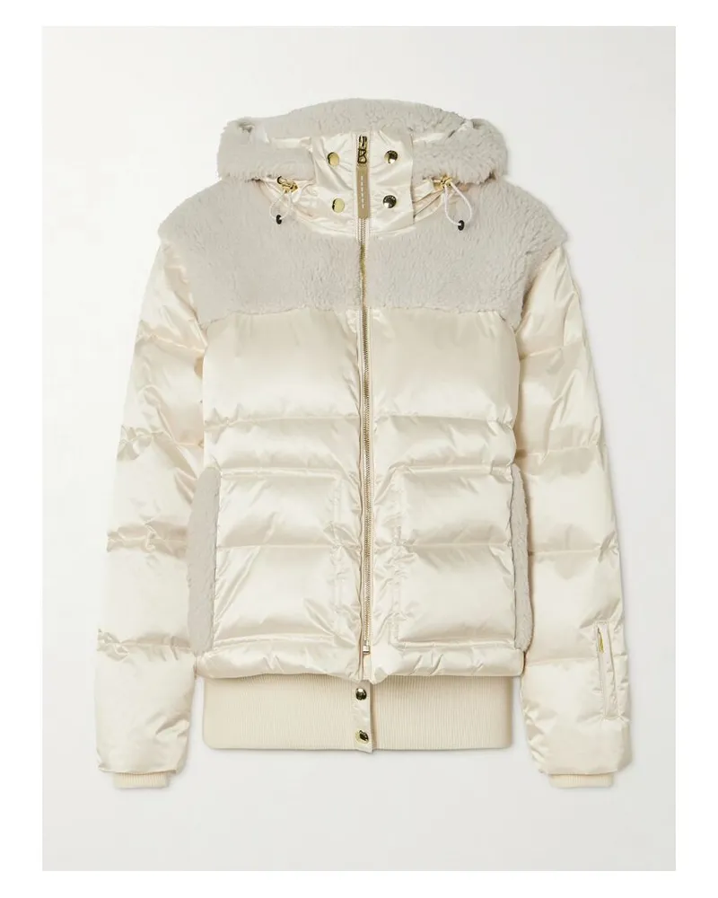 Bogner Dia Skijacke Mit Shearling-besätzen, Daunenfüllung, Steppmuster Und Kapuze - Creme Creme