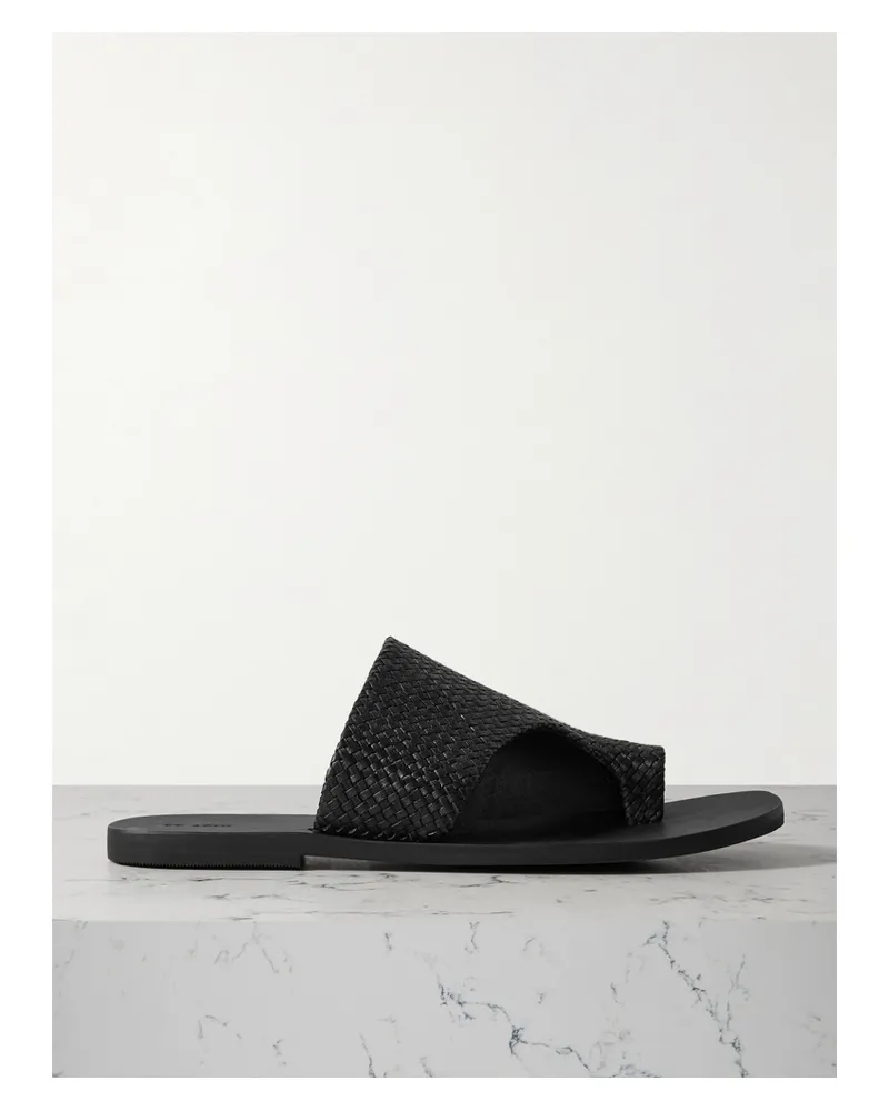 St. Agni Asymmetrische Pantoletten Aus Geflochtenem Leder - Schwarz Schwarz
