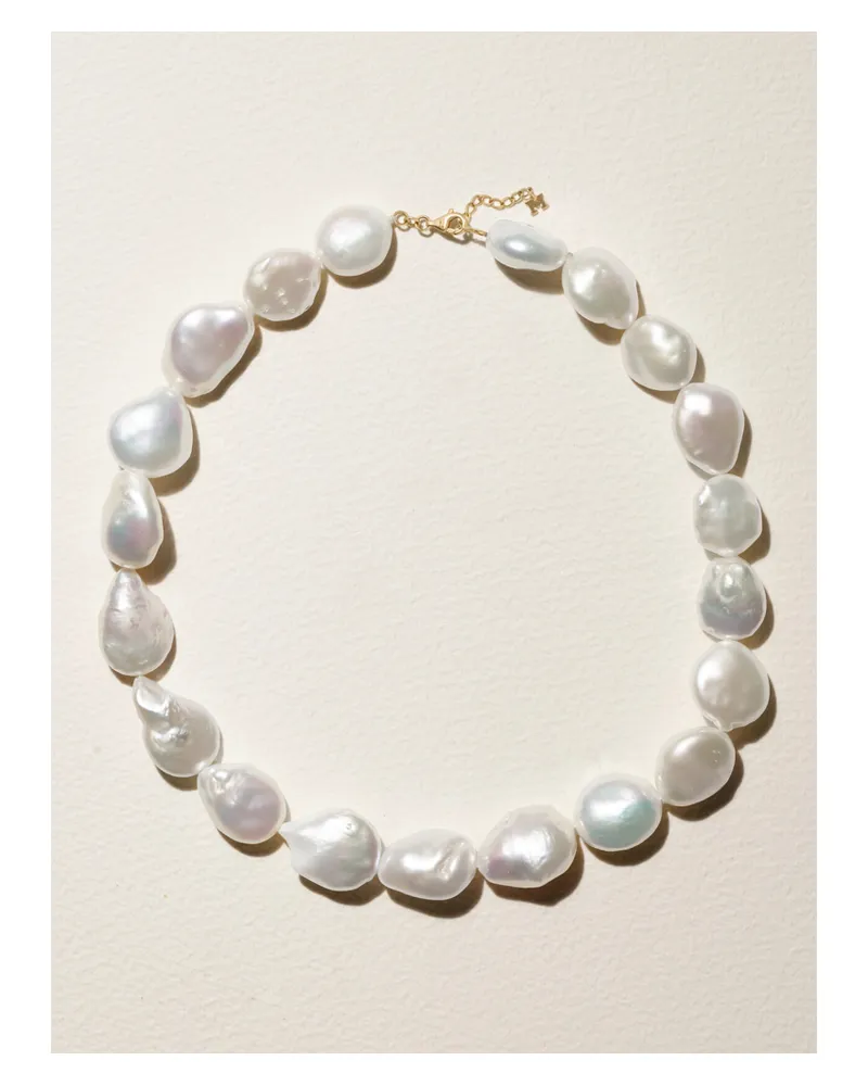 MATEO 14-karat Gold Pearl Necklace - White White