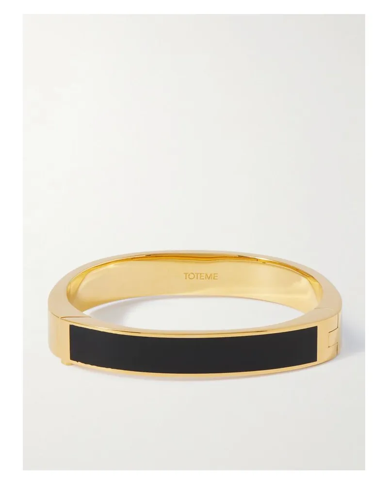 Totême Signature Goldfarbene Armreif Mit Emaille - Schwarz Schwarz