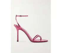 Leo 100 Sandalen Aus Metallic-leder Mit Krokodileffekt - Pink
