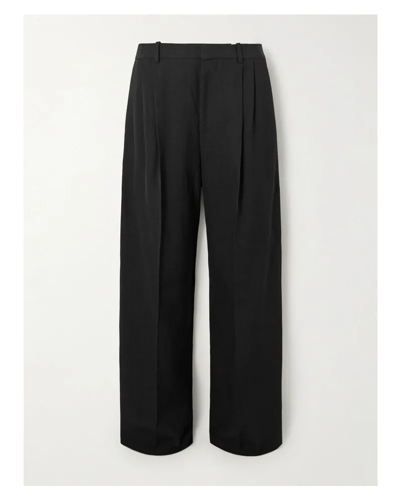 Bottega Veneta Hose Mit Weitem Bein Aus Grain De Poudre - Schwarz Schwarz