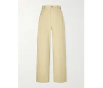 Yoko Cropped Cotton-poplin Pants - Neutrals