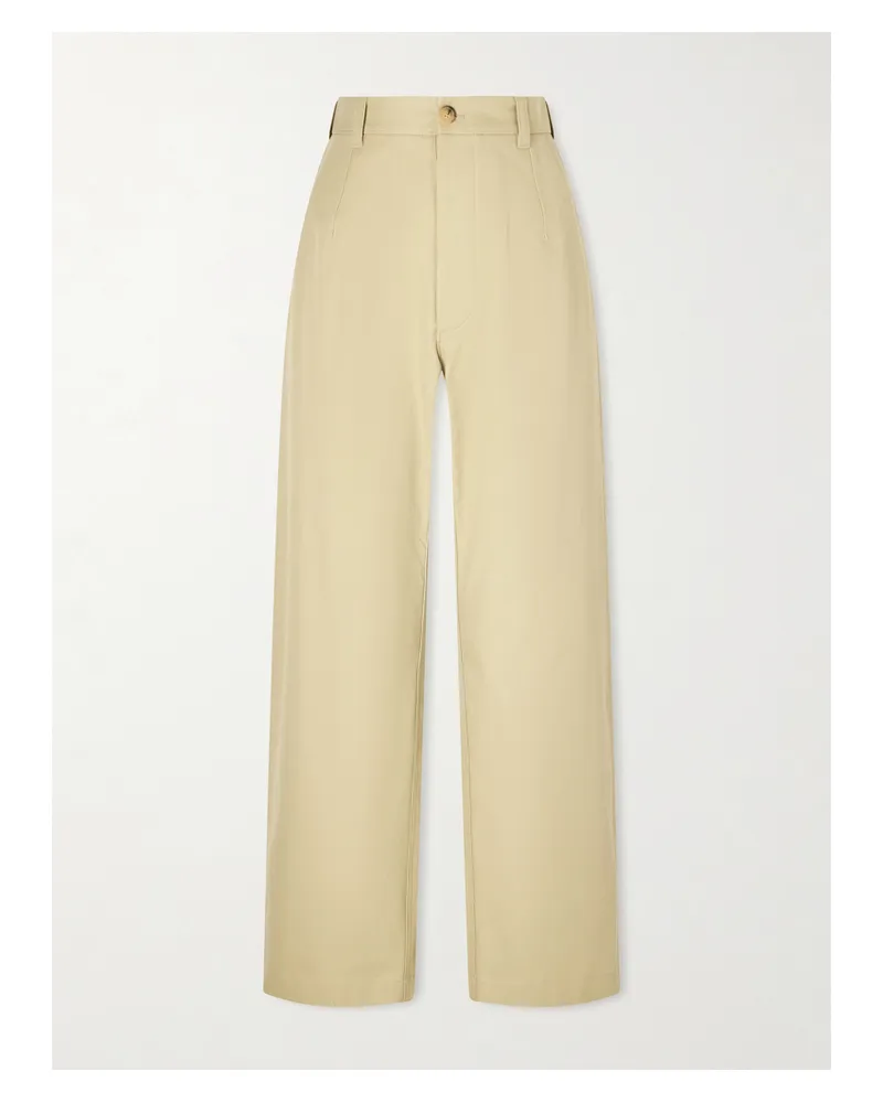Loro Piana Yoko Cropped Cotton-poplin Pants - Neutrals Neutrals