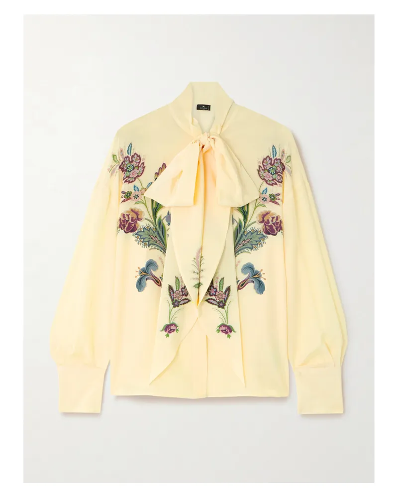 Etro Schluppenbluse Aus Seidenchiffon Mit Blumenprint - Creme Creme
