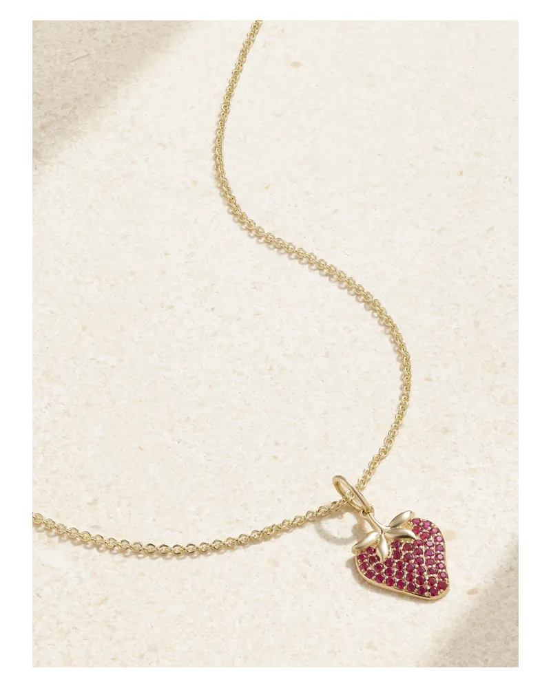 Sydney Evan Strawberry Kette Aus 14 Karat Gold Mit Rubinen Gold