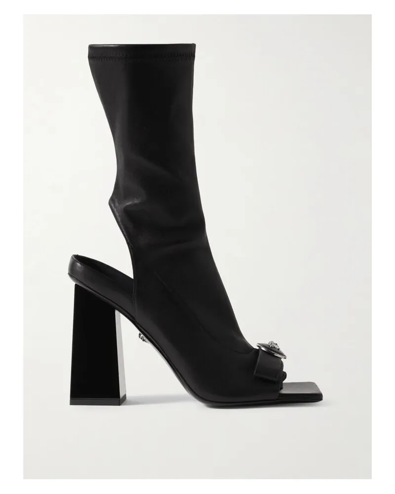 Versace Gianni Ribbon Ankle Boots Aus Leder Mit Verzierung - Schwarz Schwarz