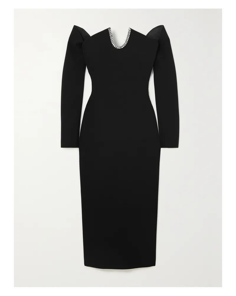Safiyaa Bessy Schulterfreies Midikleid Aus Stretch-crêpe Mit Verzierung - Schwarz Schwarz