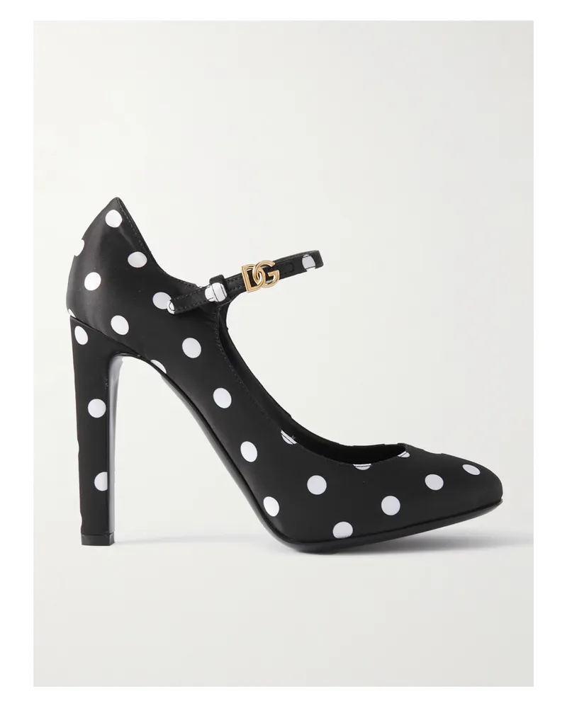 Dolce & Gabbana Bianca Mary-jane-pumps Aus Satin Mit Polka-dots - Schwarz Schwarz