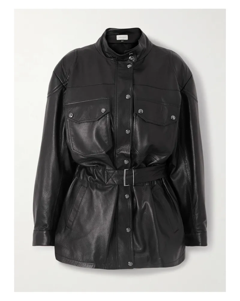 Magda Butrym Lederjacke Mit Gürtel - Schwarz Schwarz