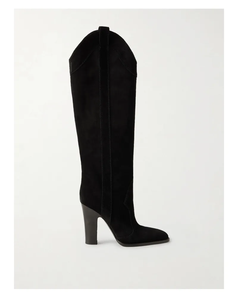 Paris Texas Lavinia Suede Knee Boots - Black Black