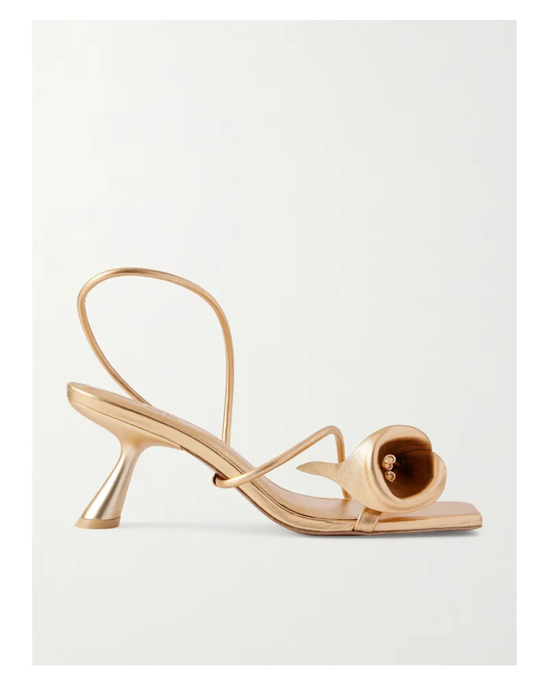 Cult Gaia Ria Slingback-sandalen Aus Metallic-leder Mit Verzierung - Gold Gold