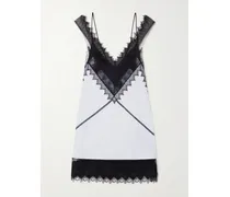 Lace-trimmed Wool And Silk-blend Mikado Mini Dress - Blue