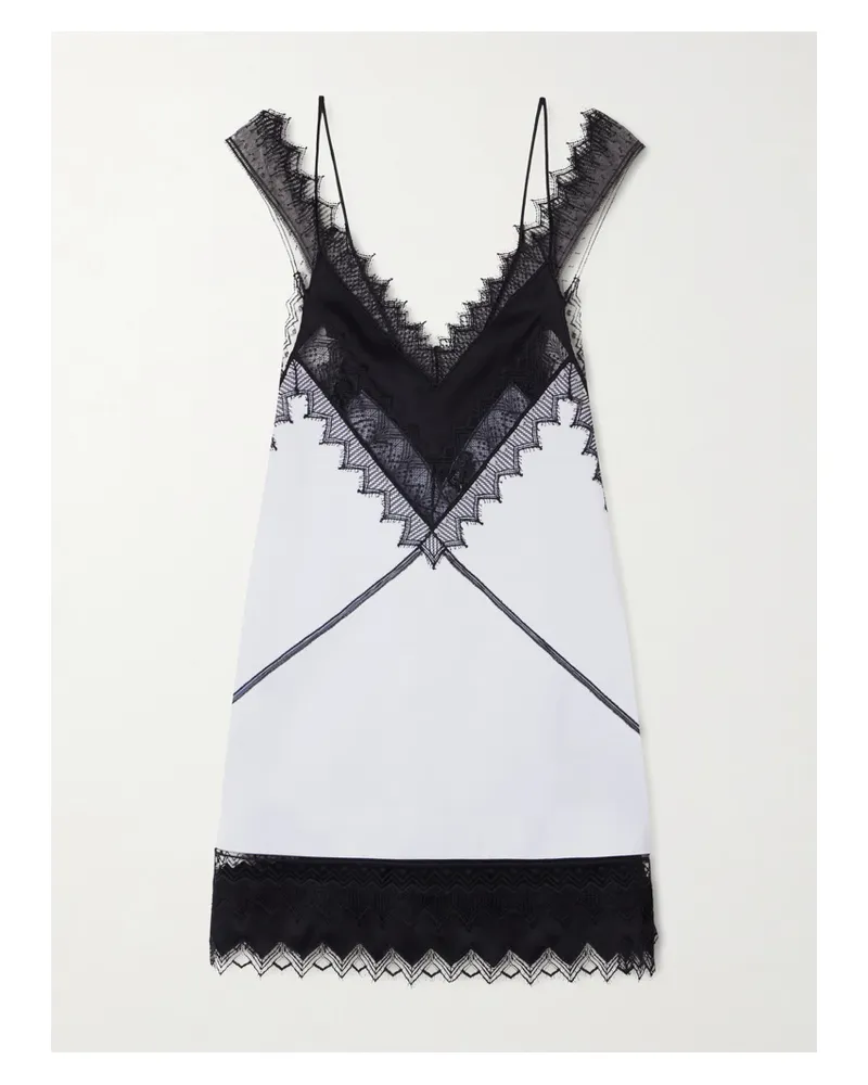 Tom Ford Lace-trimmed Wool And Silk-blend Mikado Mini Dress - Blue Blue