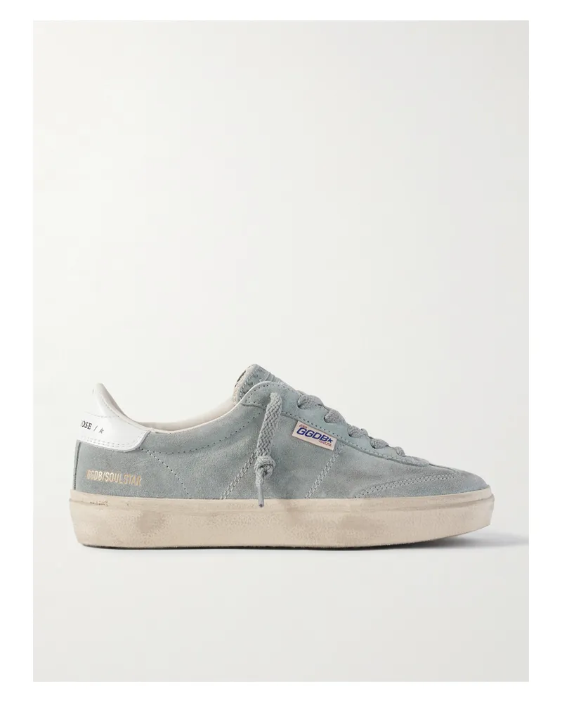 Golden Goose Soul-star Distressed Leather-trimmed Suede Sneakers - Gray Gray