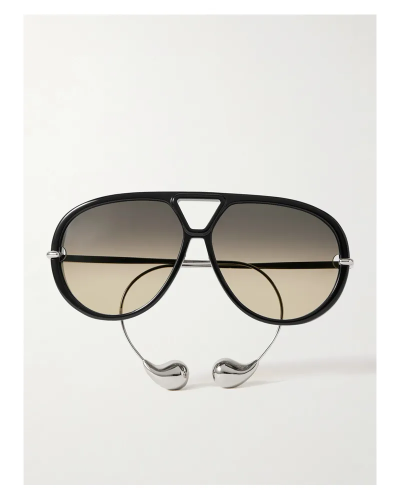Bottega Veneta Aviator-style Acetate And Silver-tone Sunglasses Silver
