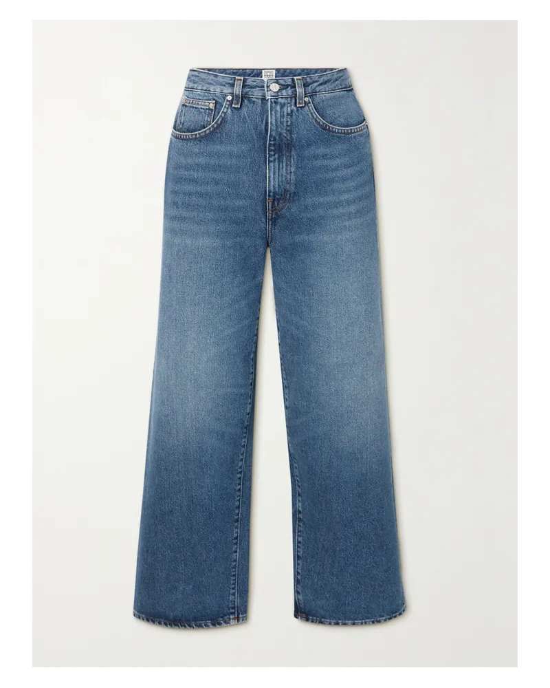 Totême Verkürzte, Hoch Sitzende Jeans Mit Weitem Bein Aus Bio-denim - Blau Blau