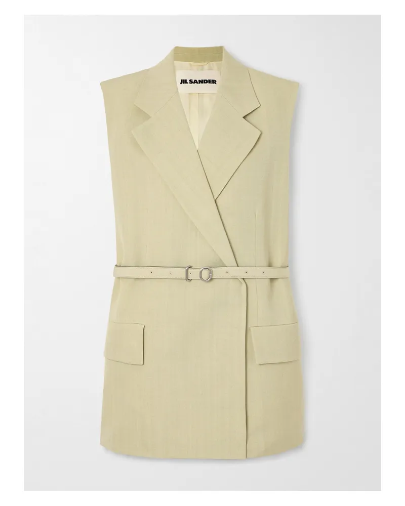 Jil Sander Weste Aus Webstoff Mit Gürtel - Neutral Neutral