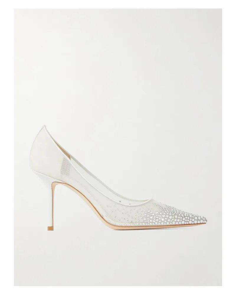 Jimmy Choo Love 85 Pumps Aus Mesh Mit Lederbesätzen Und Kristallen - Weiß Weiß