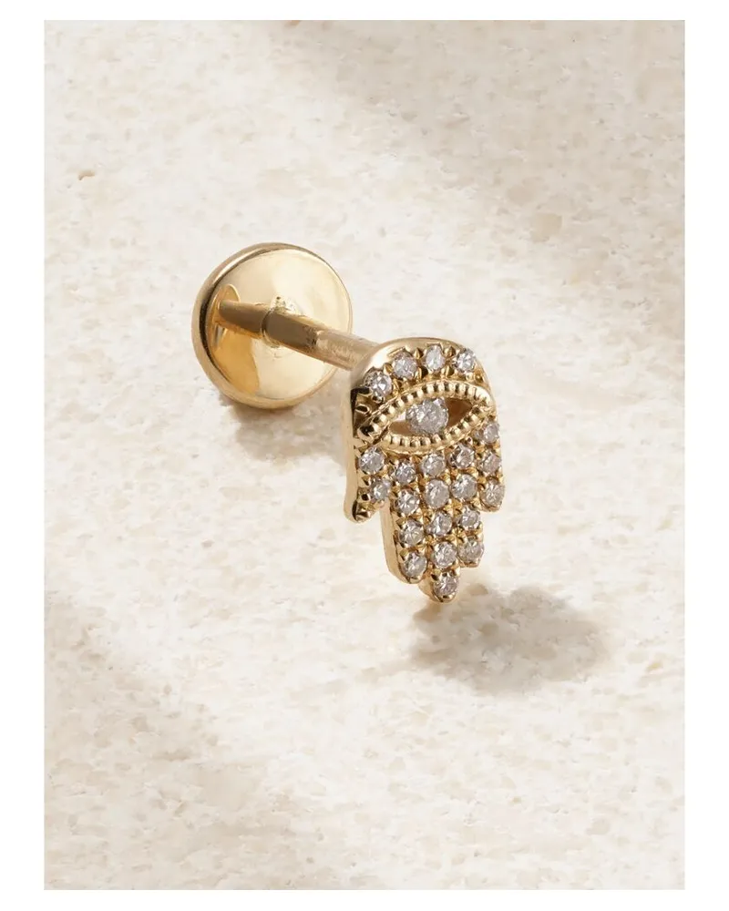 PERSEE Hand Of Fatima Einzelner Ohrring Aus 18 Karat Gold Mit Diamanten Gold