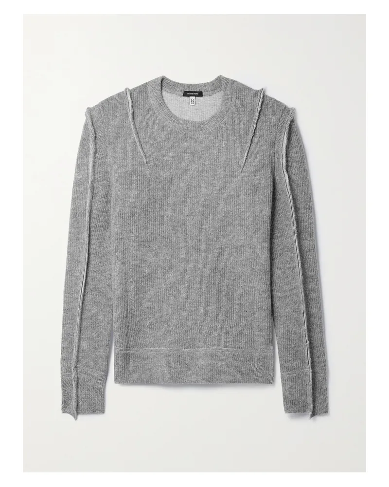 R13 Lola Pullover Aus Einer Gerippten Wollmischung In Distressed-optik - Grau Grau